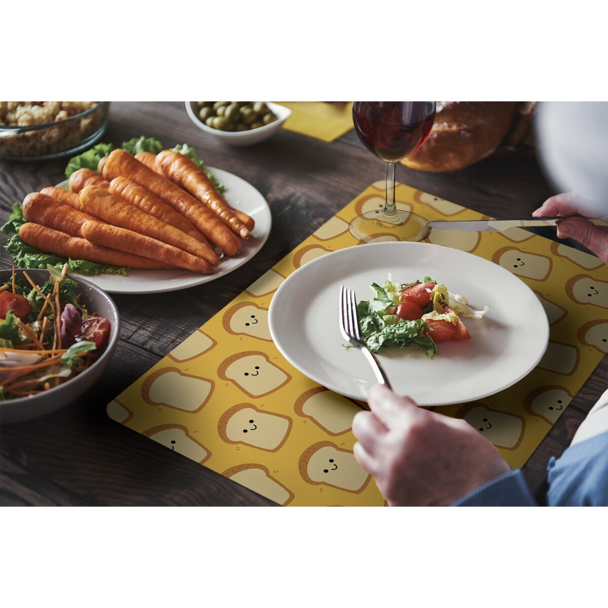 Komplet mat pod talerz Wesołe tosty, 6 szt. 45x30cm