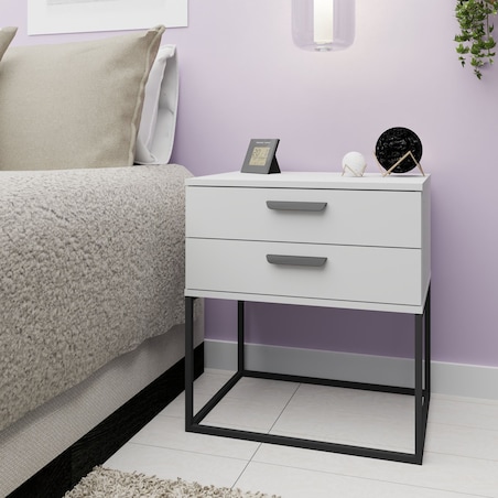 Konsimo RECTUS Zestaw stolików nocnych 2szt.w kolorze białym