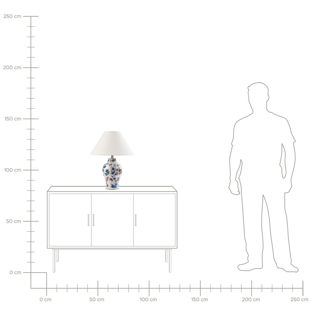 Lampa stołowa MORACA Porcelana Biały/ niebieski