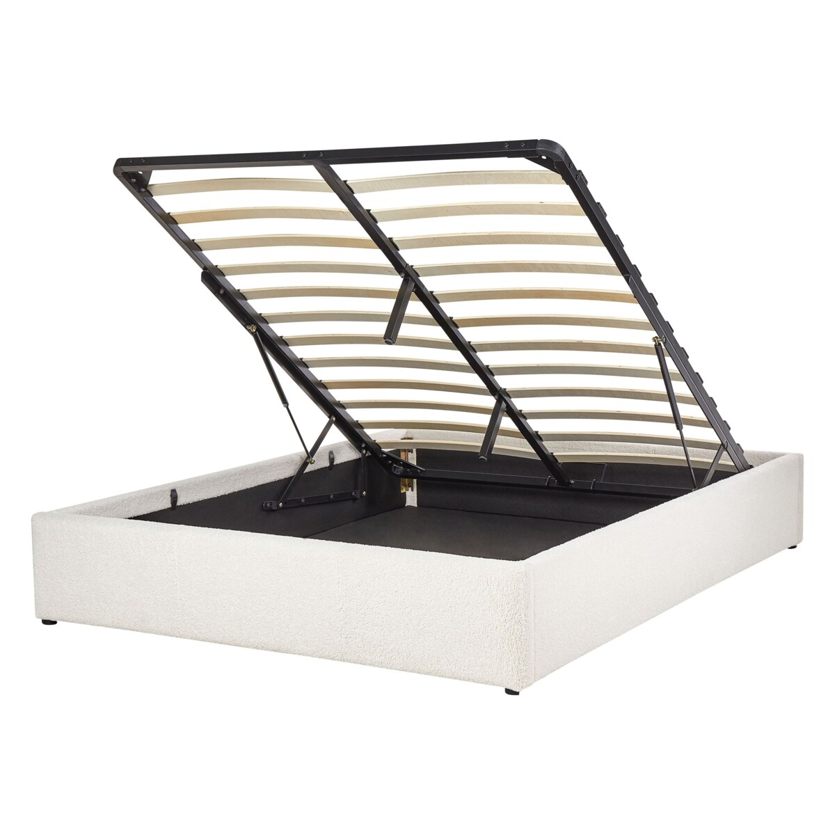 Łóżko z pojemnikiem boucle 140 x 200 cm złamana biel DINAN