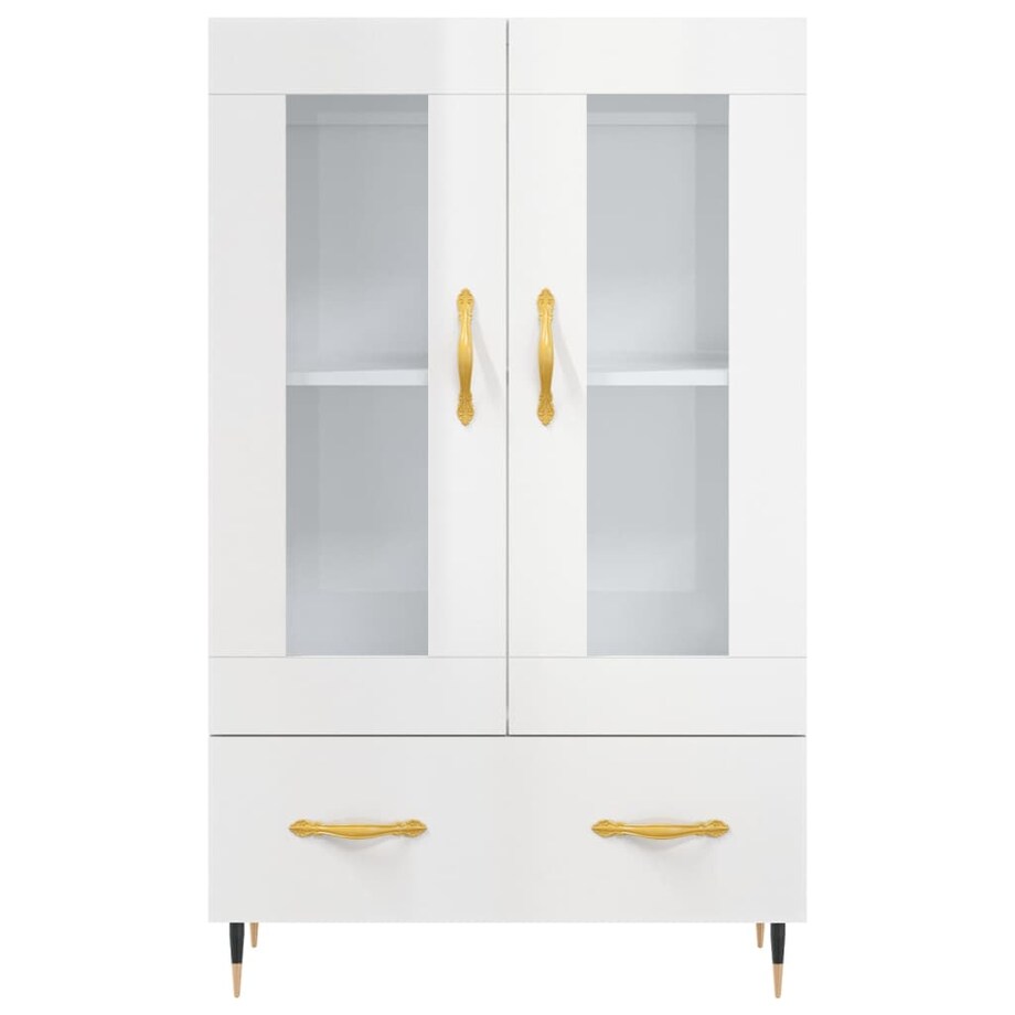 vidaXL Wysoka szafka, biała z połyskiem, 69,5x31x115 cm