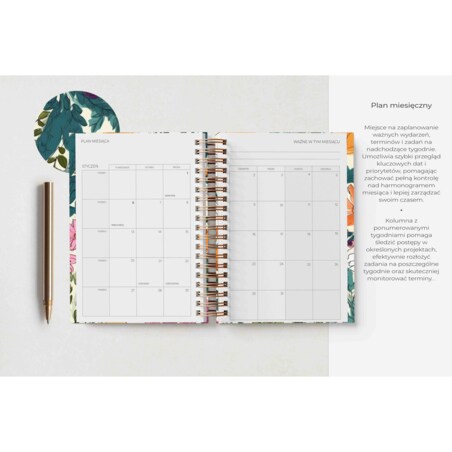 Planner dzienny na spirali 2025 – Ramo De Flores