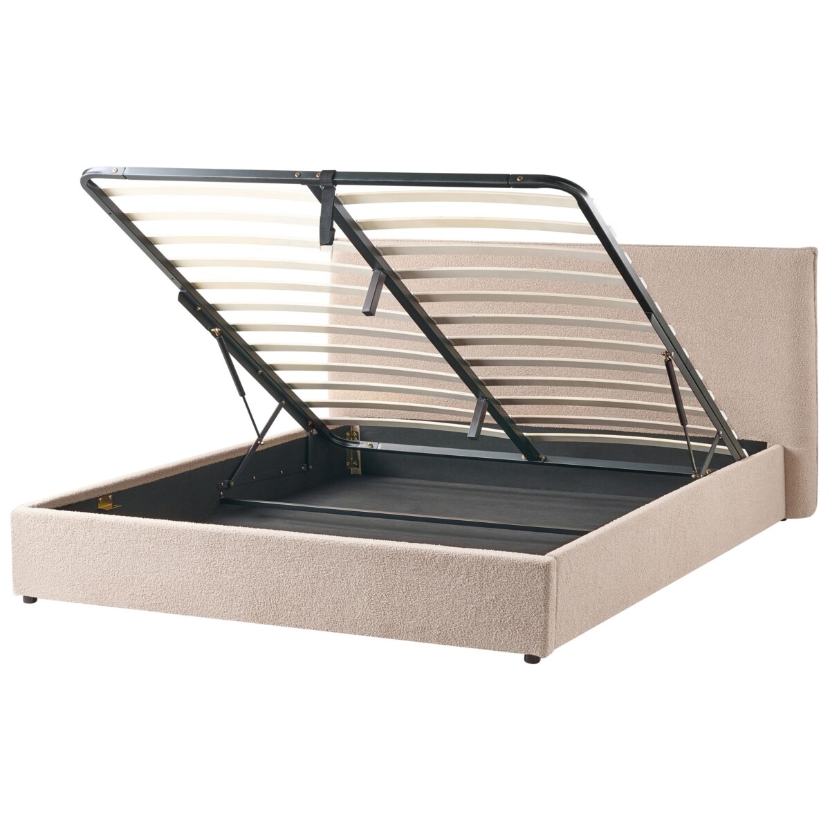 Łóżko z pojemnikiem Boucle LAVAUR 180 x 200 cm Beżowoszary