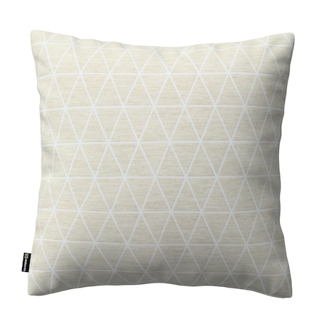 Poszewka Kinga na poduszkę 43x43 trójkąty na beżowo-lnianym tle