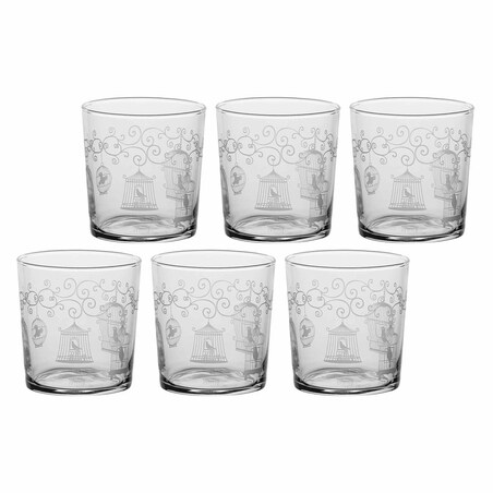 Zestaw 6 szklanek z grubym dnem Babila woliera - Przezroczysty, 350 ml