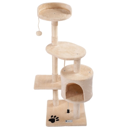 Czteropoziomowy drapak dla kotów Beżowy PJ-042 85 cm