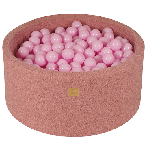 MeowBaby® Boucle Różowy Okrągły Suchy Basen 90x40cm dla Dziecka, piłki: Pastelowy Róż