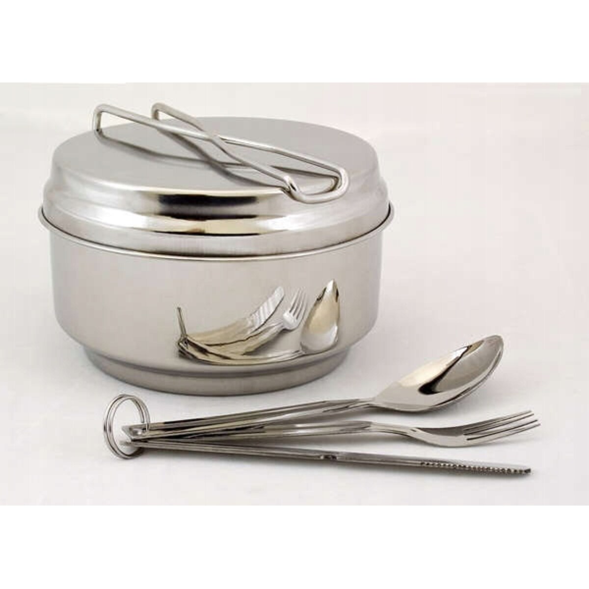 ZESTAW TURYSTYCZNY METALOWY piknikowy garnek talerz sztućce biwak namiotem