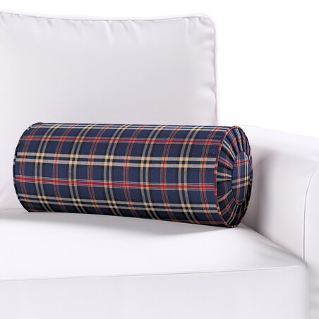 Poduszka wałek z zakładkami, granatowo-czerwona kratka, Ø20 x 50 cm, Christmas