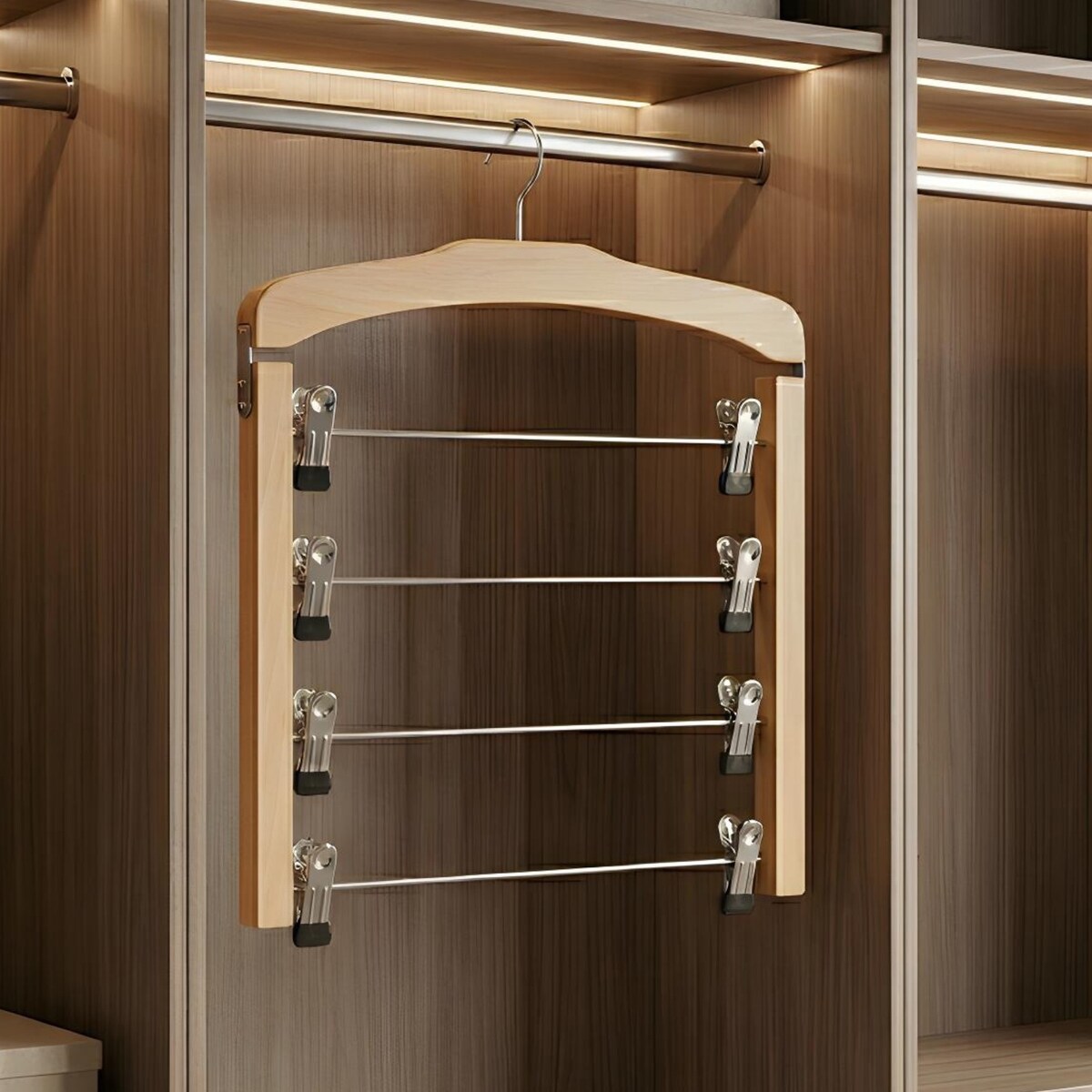 Drewniany wieszak FRONIV, 4 piętrowy