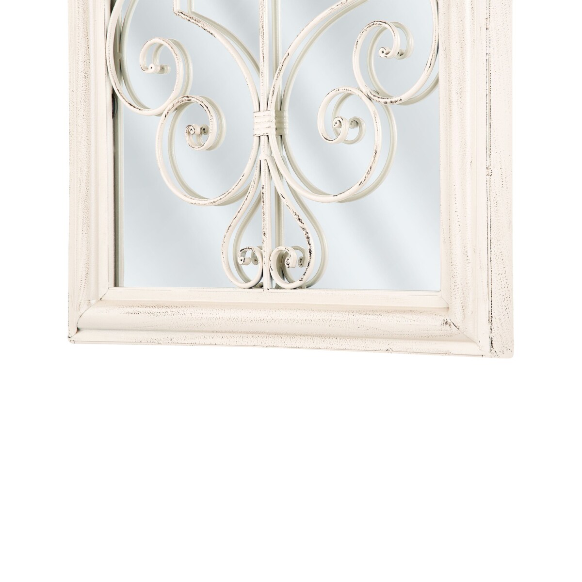 Metalowe lustro ścienne okno 49 x 97 cm złamana biel CAMPEL