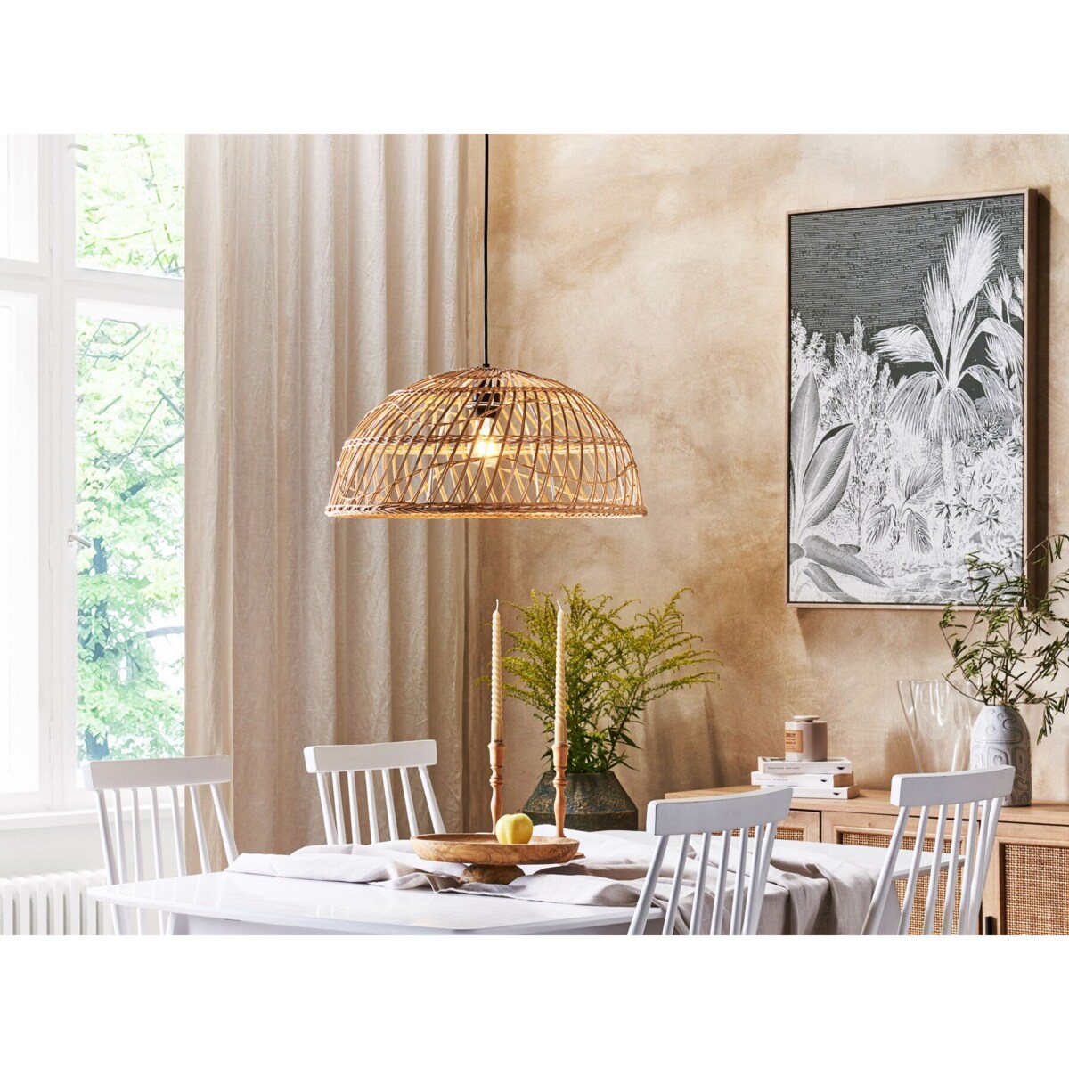 Lampa wisząca rattanowa naturalna RAVINE