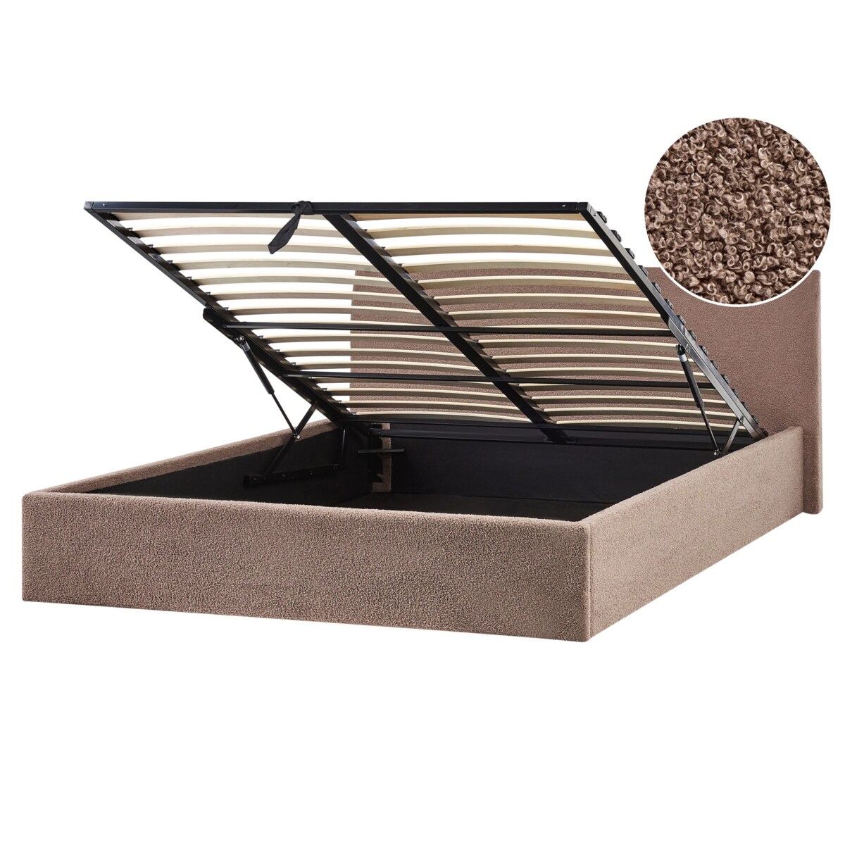 Łóżko z pojemnikiem Boucle ORBEY 180 x 200 cm Brązowy