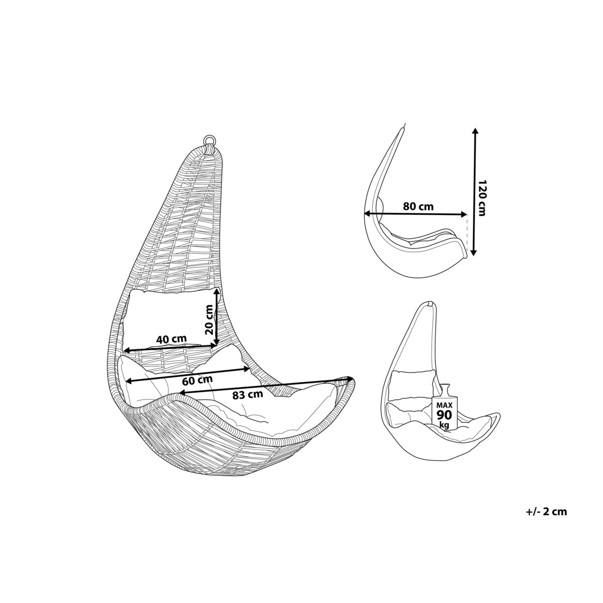 Fotel wiszący z technorattanu naturalny ATRI II