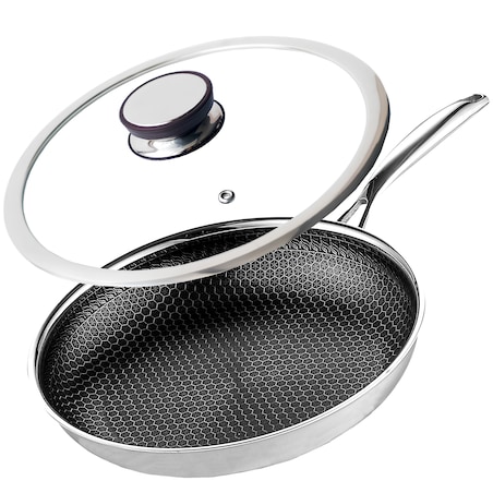 Profesjonalna patelnia ceramiczna Kanso 28 cm z pokrywką Plaster miodu Na indukcje Na gaz Nierdzewna