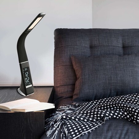 LAMPKA biurkowa SOPHIE 58334 Globo stojąca LAMPA gabinetowa LED 6,5W z zegarkiem czarna