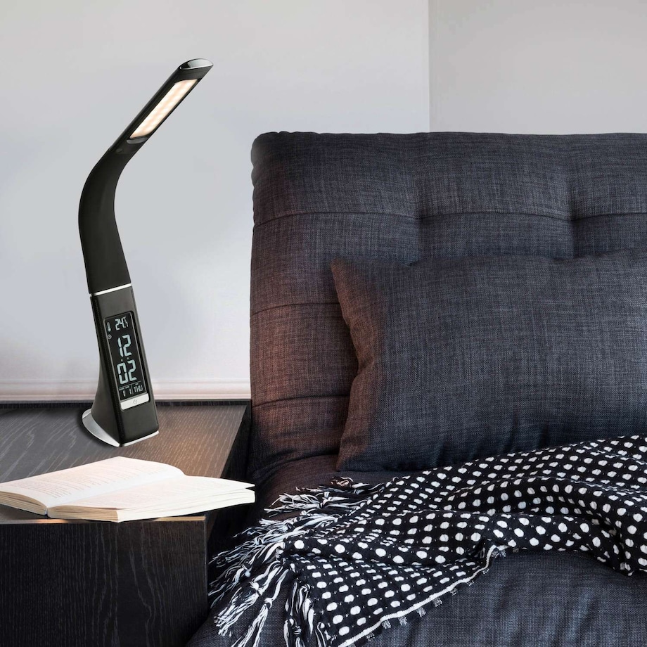 LAMPKA biurkowa SOPHIE 58334 Globo stojąca LAMPA gabinetowa LED 6,5W z zegarkiem czarna