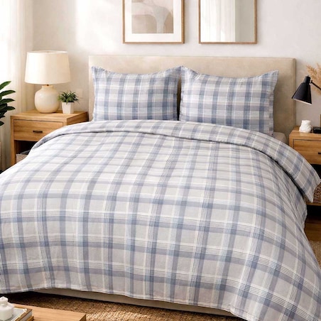 Poszewka dekoracyjna bawełniana 40x40 Grid szara klasyczna krata, Cottonlove, Darymex