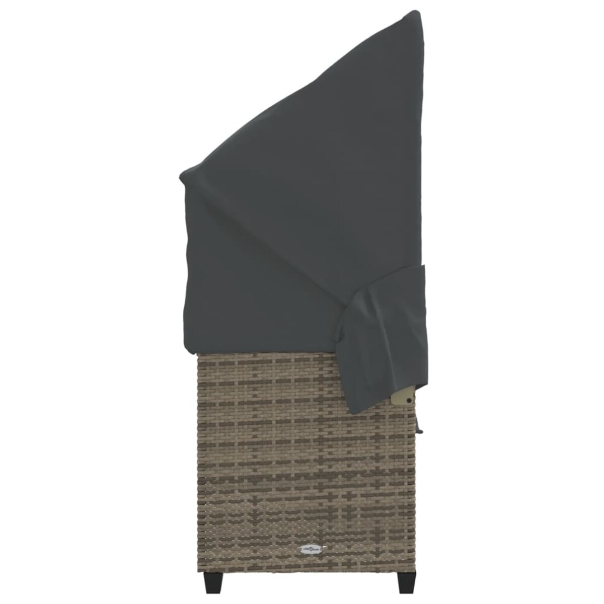 vidaXL Leżanka z zadaszeniem i poduszkami, szara, polirattan