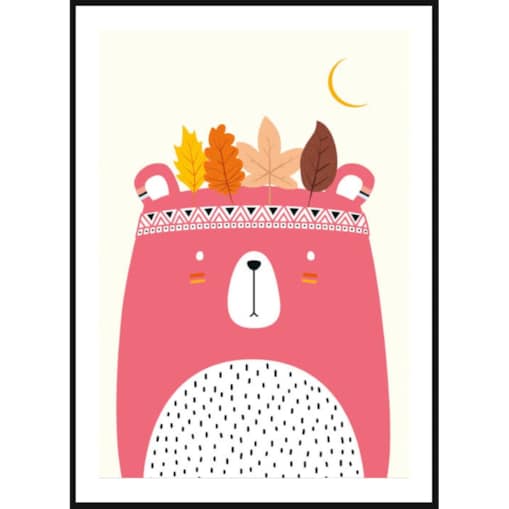 Poster Story, Plakat, Obraz - Różowy Miś Wódz, wymiary 42 x 60 cm