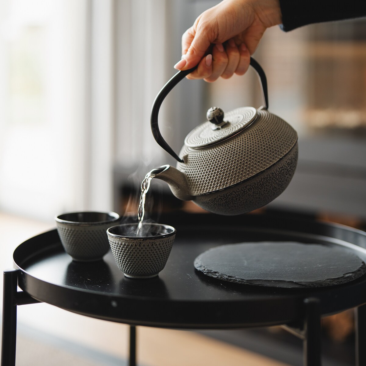 Czarki żeliwne do herbaty Jang - 2 sztuki - szare / Bredemeijer