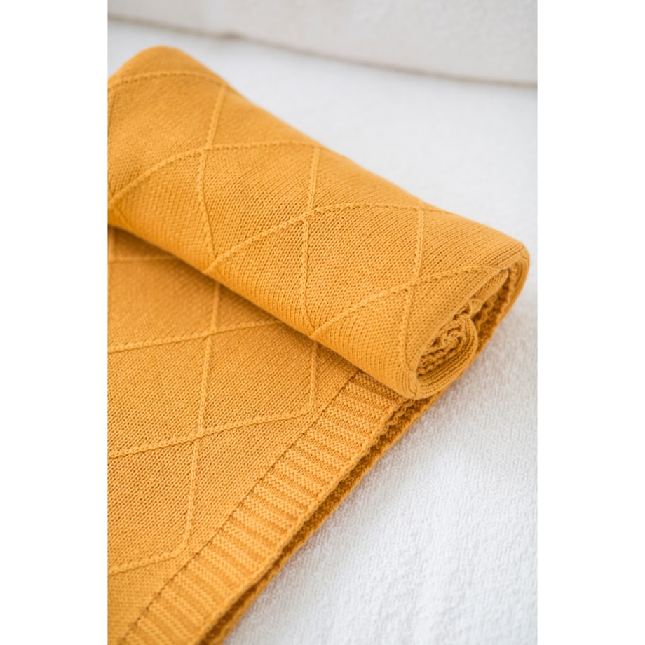 Pled romby musztardowy, 130 x 160 cm, La Manta