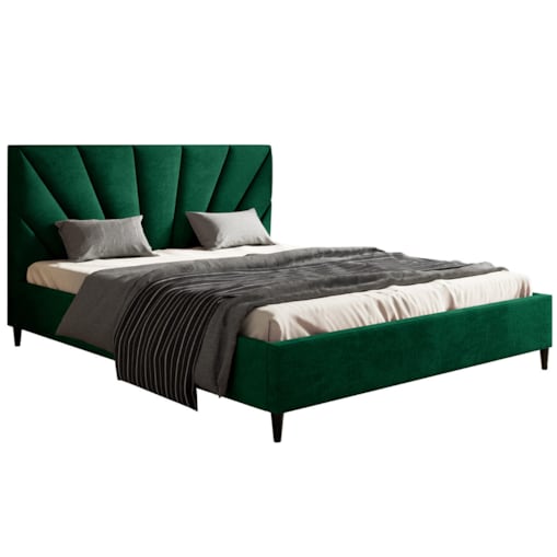 Łóżko tapicerowane 160x200 LUXO 3 do sypialni - butelkowa zieleń