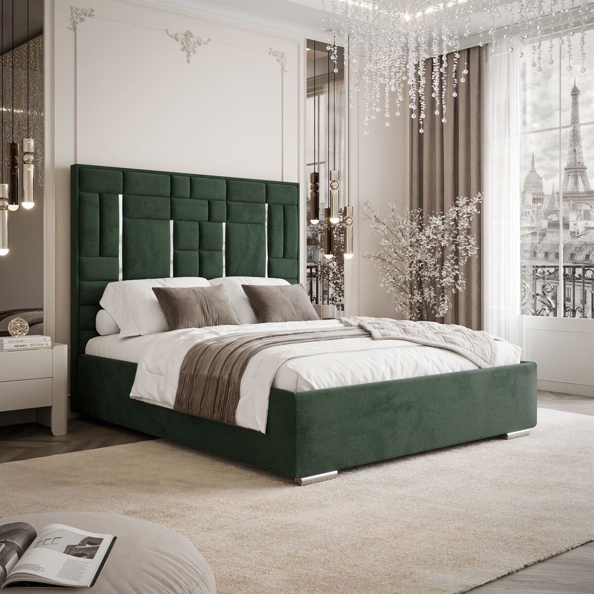 Łóżko tapicerowane BRIGITTE SILVER, pojemnik na pościel, s34, 140x200, Element 12