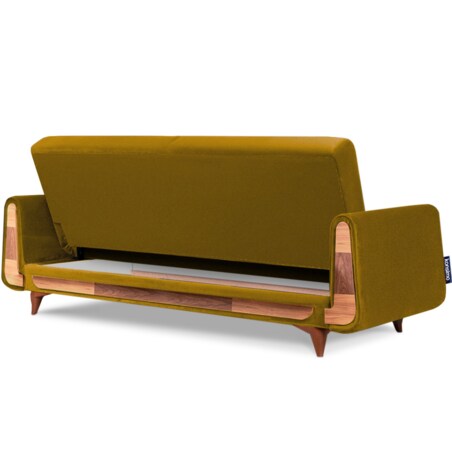 KONSIMO GUSTAVO Żółta aksamitna rozkładana sofa