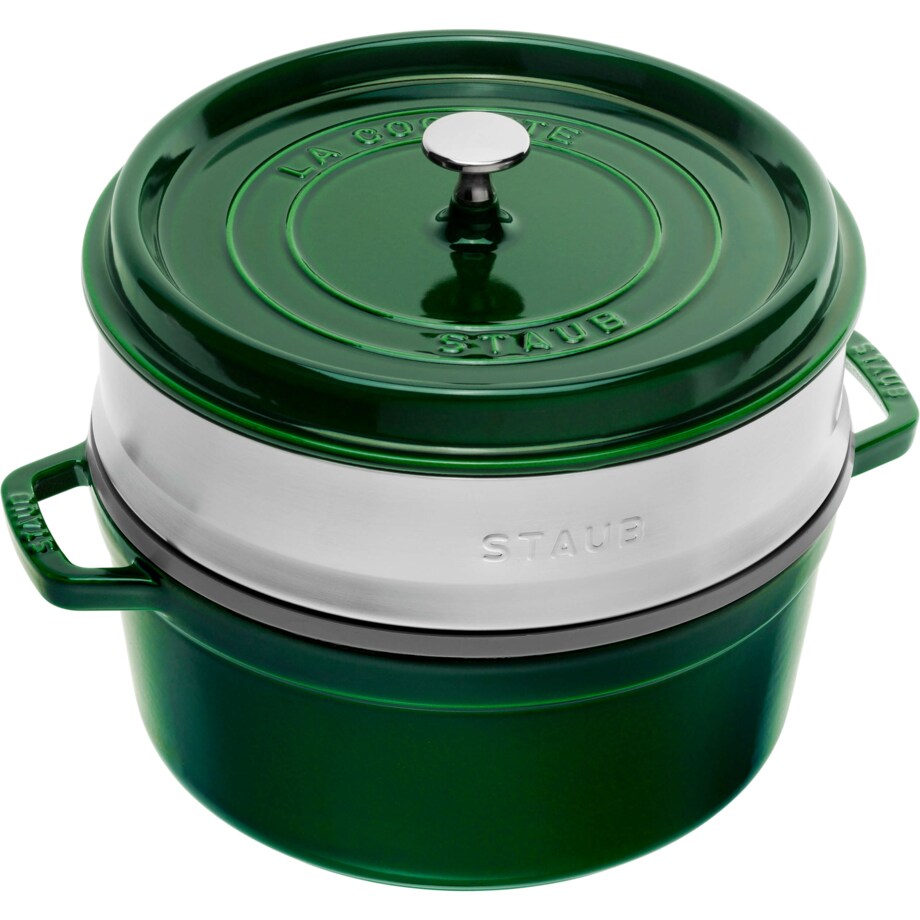 Garnek żeliwny okrągły z wkładem Staub - Zielony, 5.25 ltr