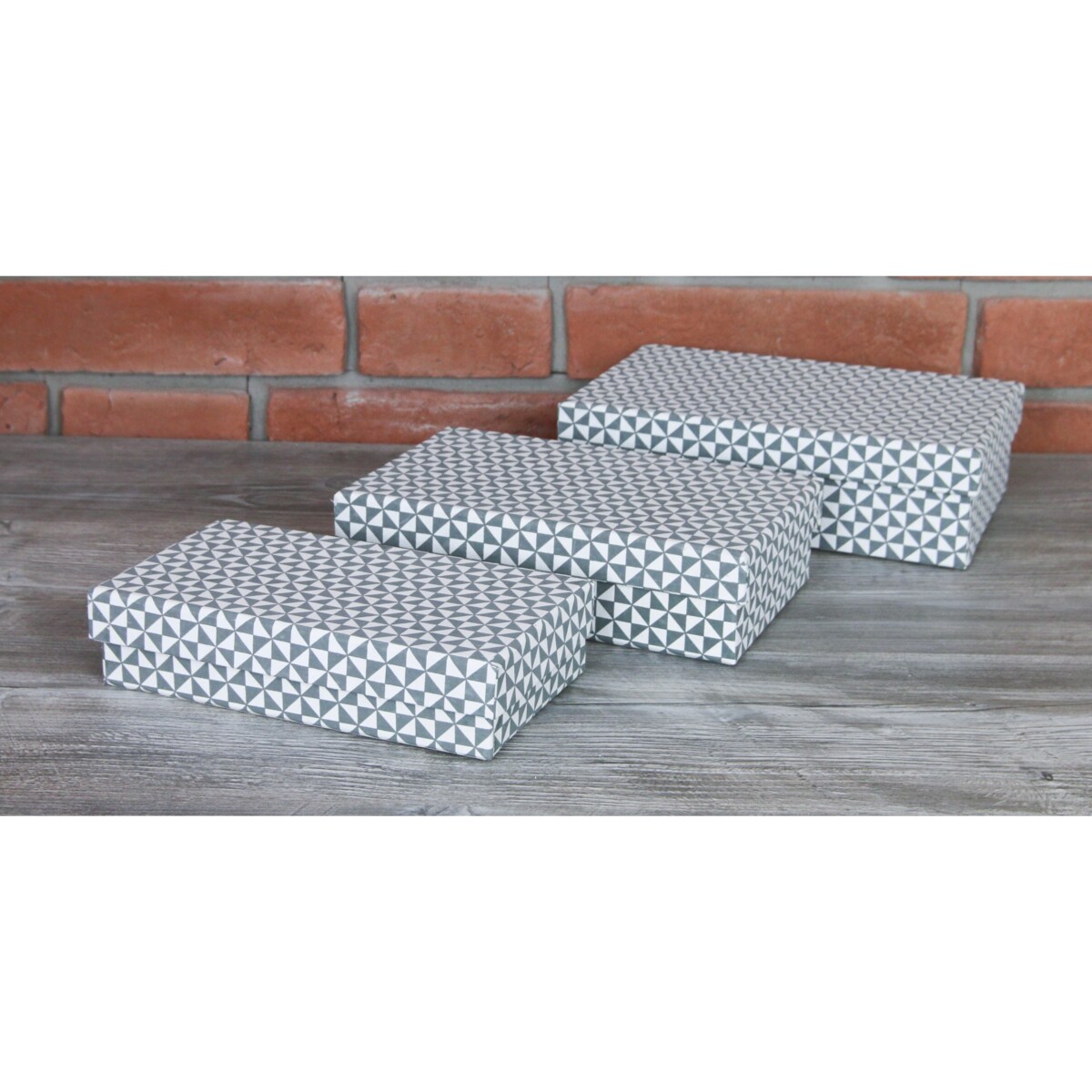 PUDEŁKO na półkę KARTONOWE czarno-białe KOMPLET 3