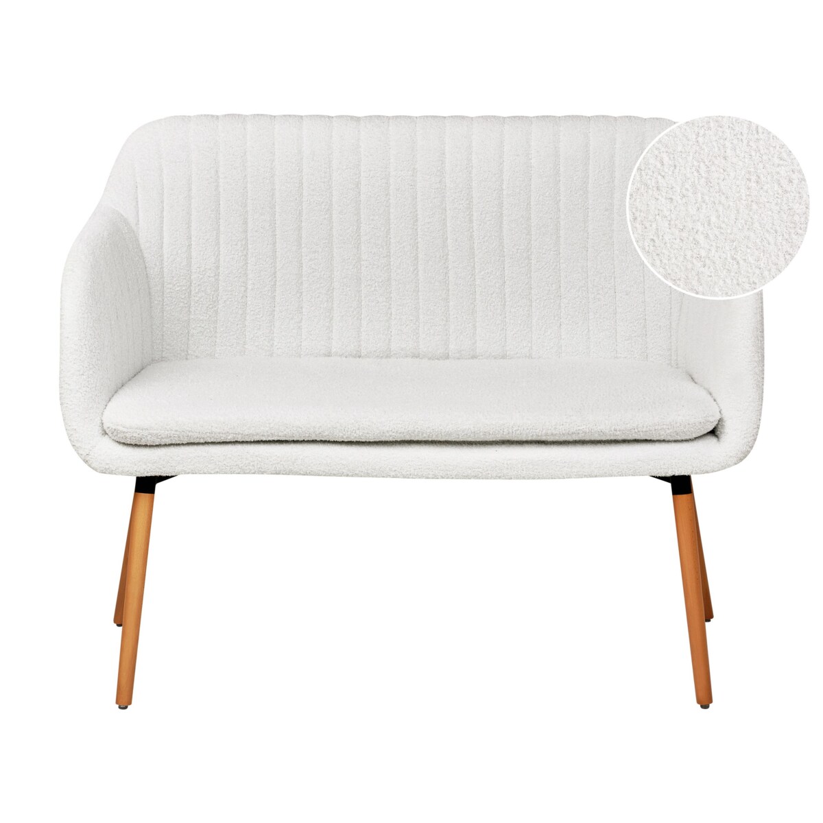 Ławka tapicerowana 2-osobowa boucle złamana biel TABY