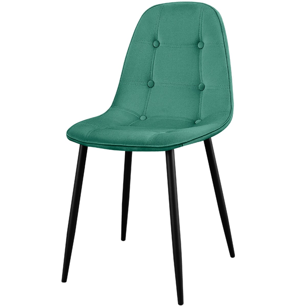 Krzesło tapicerowane welurowe pikowane do jadalni salonu z guzikami zielone