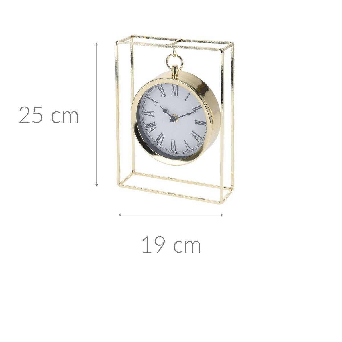 Zegar stołowy na metalowym stojaku, 25 cm