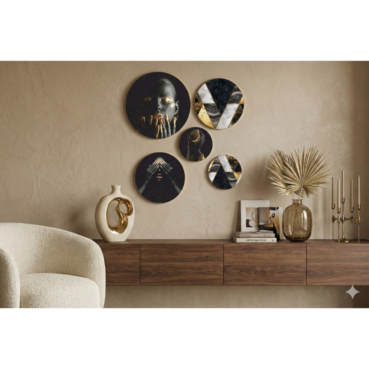 Obrazy na ścianę do sypialni pokoju salonu Okrągła ozdoba ścienna Kobieta