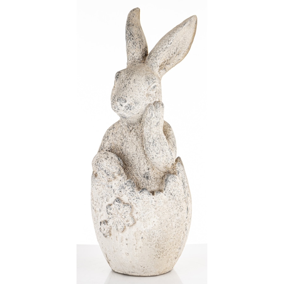 Dekoracja - królik siedzący w skorupce jajka 51x19x20 cm SZAREK -2