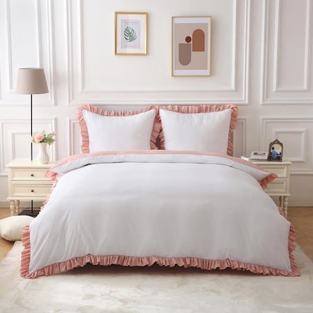 Pościel mikrofibra dwukolorowa z falbanką 200x220 cm