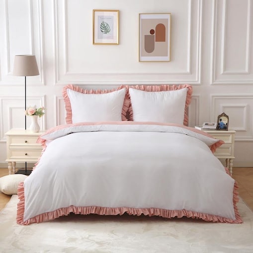 Pościel mikrofibra dwukolorowa z falbanką 200x220 cm