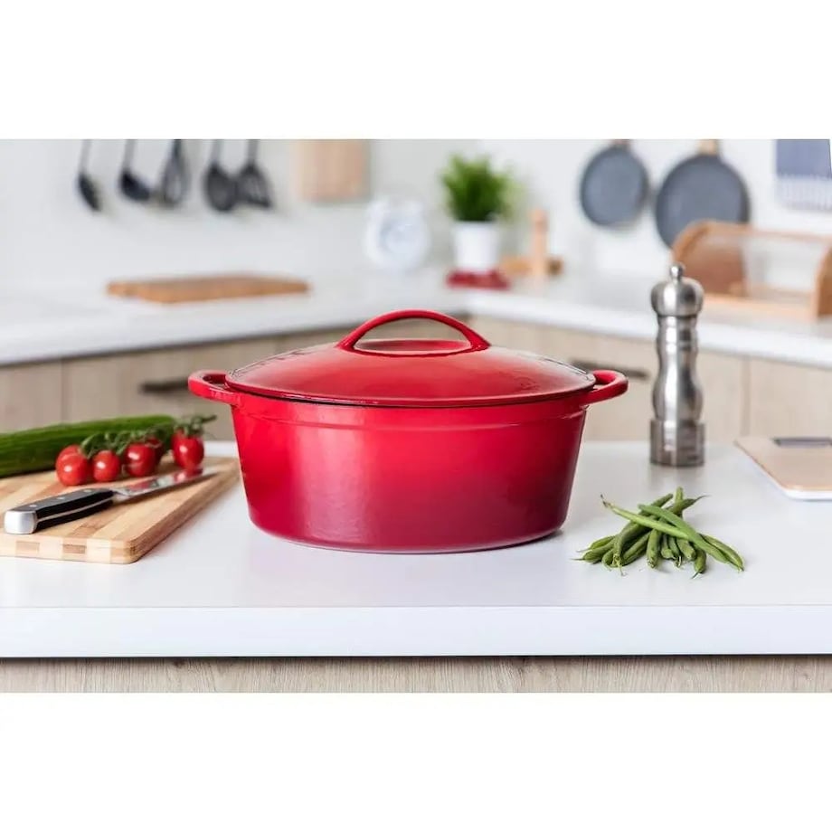 GARNEK duży ŻELIWNY PIEKARNIK kuchenny brytfanna INDUKCJA na prezent 6,7 L