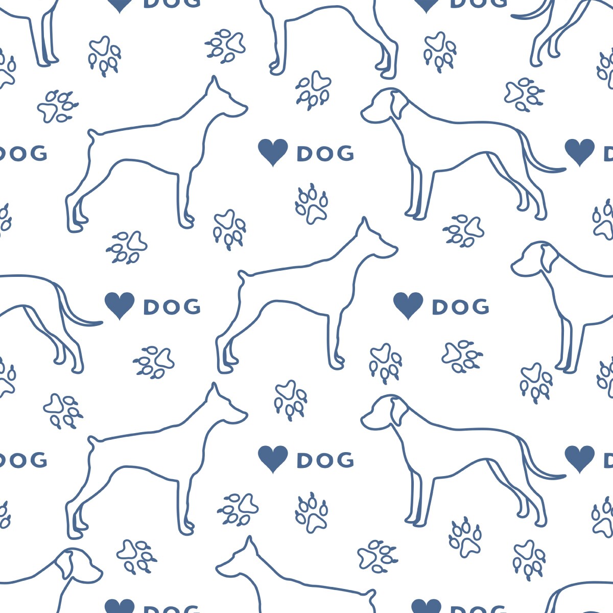 Tapeta Dla Dzieci Sylwetki Psów NAPISY Serca Łapki