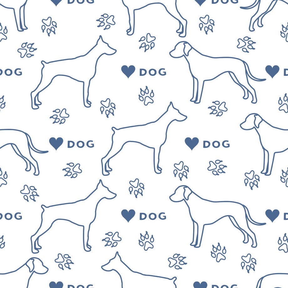 Tapeta Dla Dzieci Sylwetki Psów NAPISY Serca Łapki
