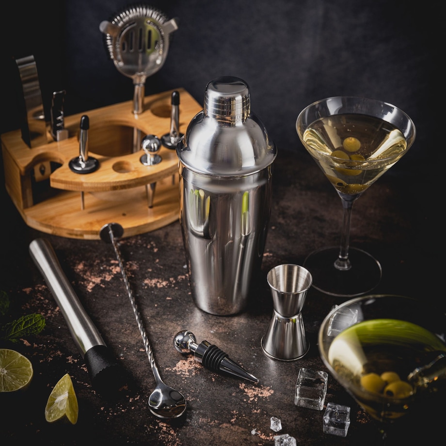 Zestaw barmański do drinków koktajli 12-ele Shaker srebrny KLAUSBERG