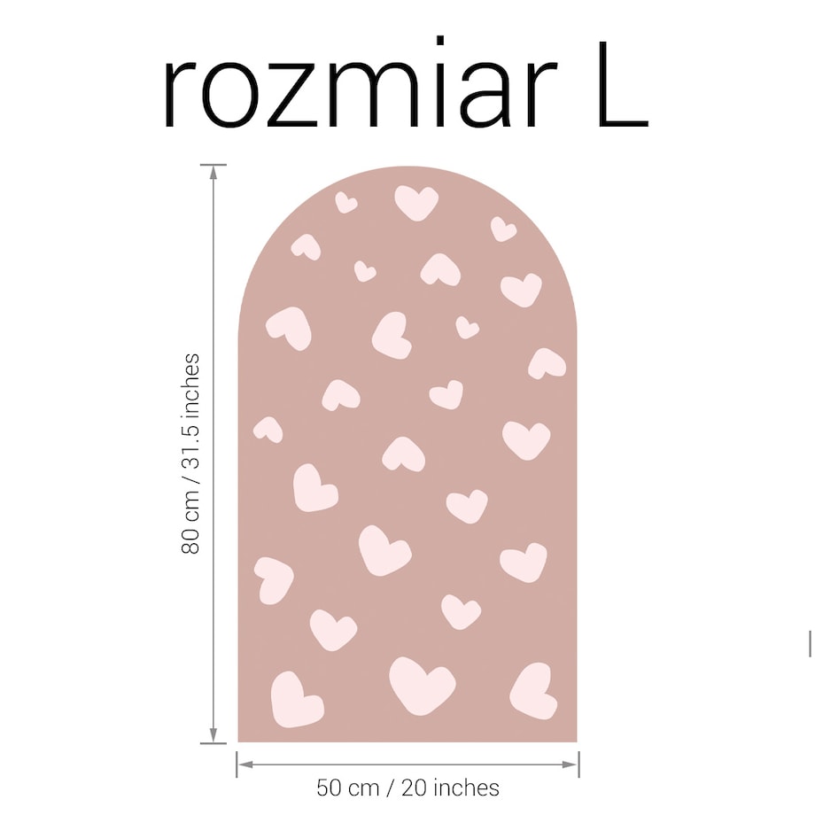 Naklejka na ścianę łuk różowy vintage - serca L