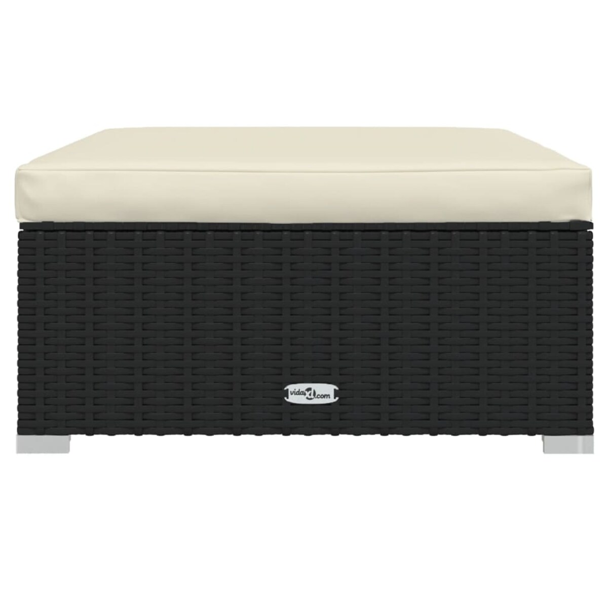 vidaXL Podnóżek ogrodowy, z poduszką, 70x70x30 cm, polirattan, czarny