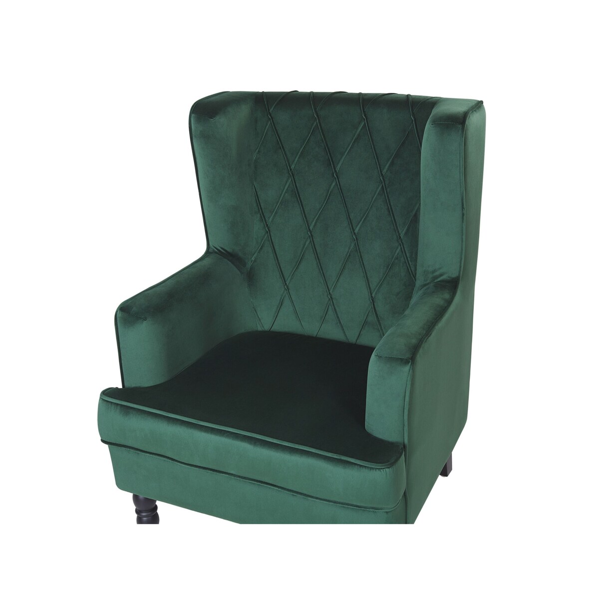 Fotel welurowy z podnóżkiem zielony SANDSET