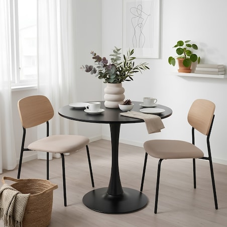 Stół okrągły czarny do salonu jadalni 80 cm nowoczesny minimalistyczny