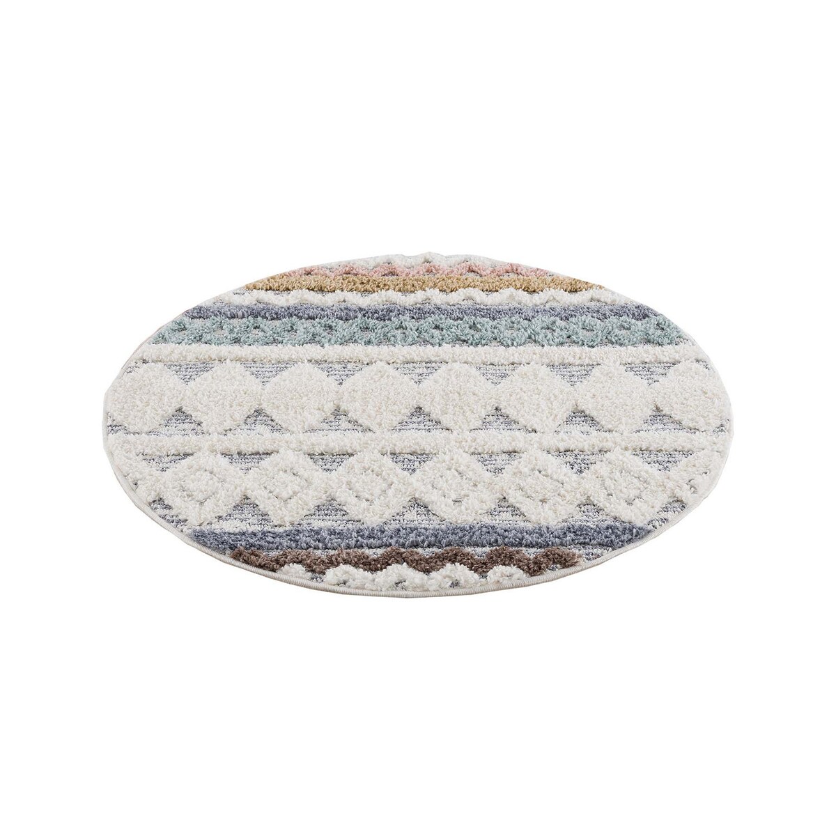Dywan okrągły z efektem high low boho Focera 30130 Wielokolorowy 120x120