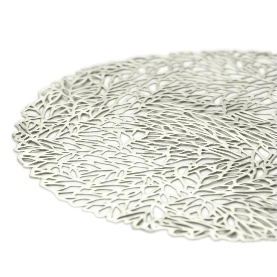 Podkładka Ażurowa Na Stół Mata Stołowa Pod Talerz Ozdoba 38 Cm Pvc Srebrna
