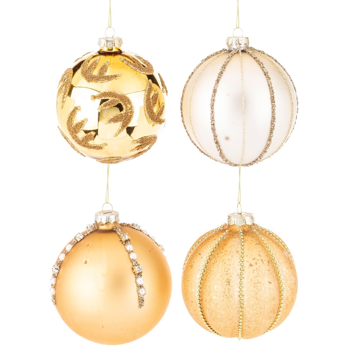 Bombki szklane 3 szt. złote i 1 srebrna Ø 10 cm MABBOLA