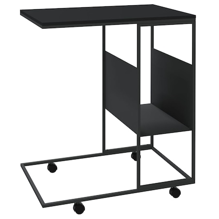vidaXL Stolik boczny na kółkach, czarny, 55x36x63,5 cm